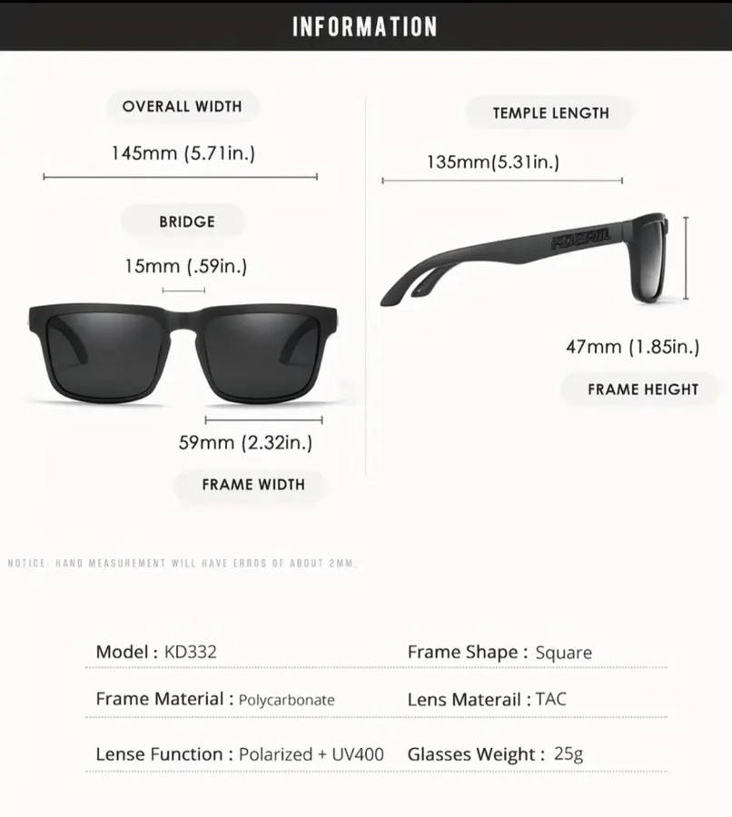 KDEAM Square Polarized Sunglasses