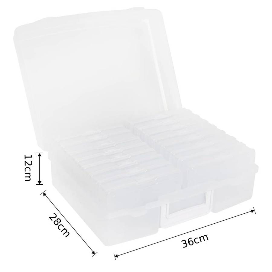 16 Case 10x15cm Photo Storage Box Organiser With Handle Clear Craft Keeper