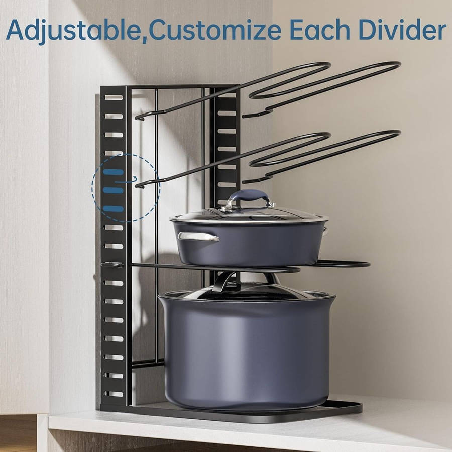8 Tier Pot And Pan Organiser Rack Adjustable Under Or In Cabinet- 3 Methods