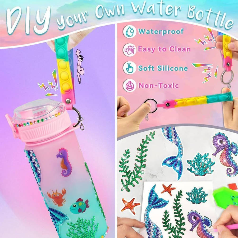 Decorate Your Own Water Bottle Kits For Girls, Mermaid Painting Crafts DIY