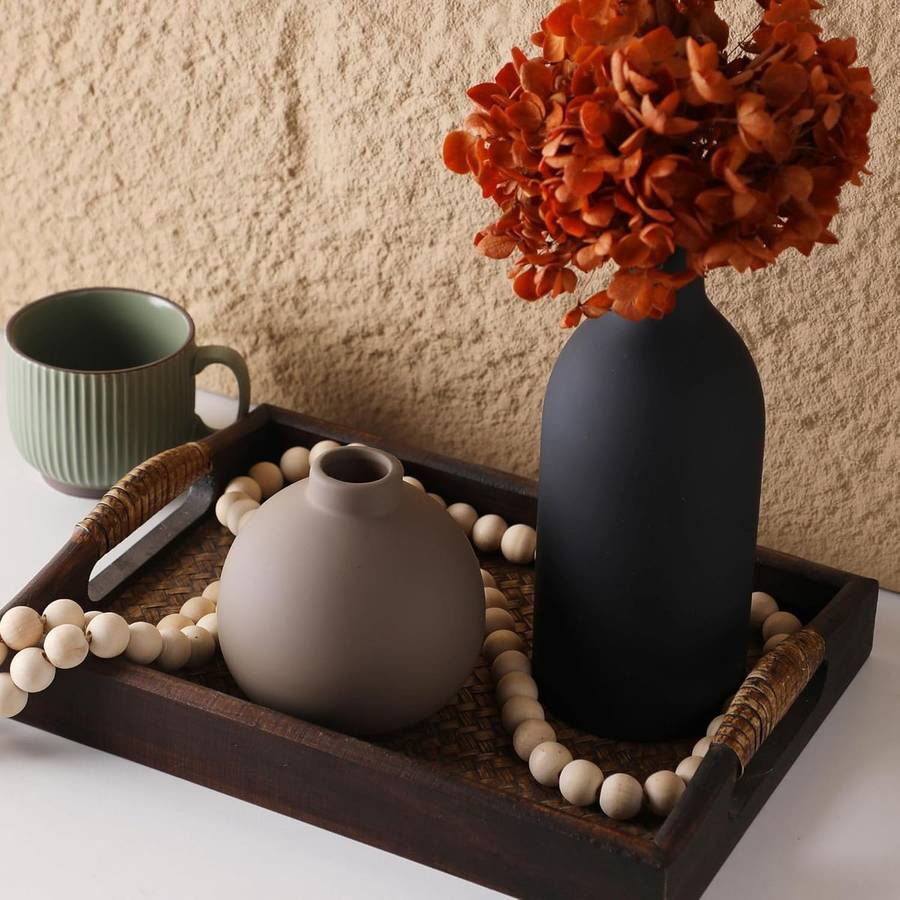 3-Piece Rustic Vase Set Decorative Ceramic Vases for Pampas Dried Flowers