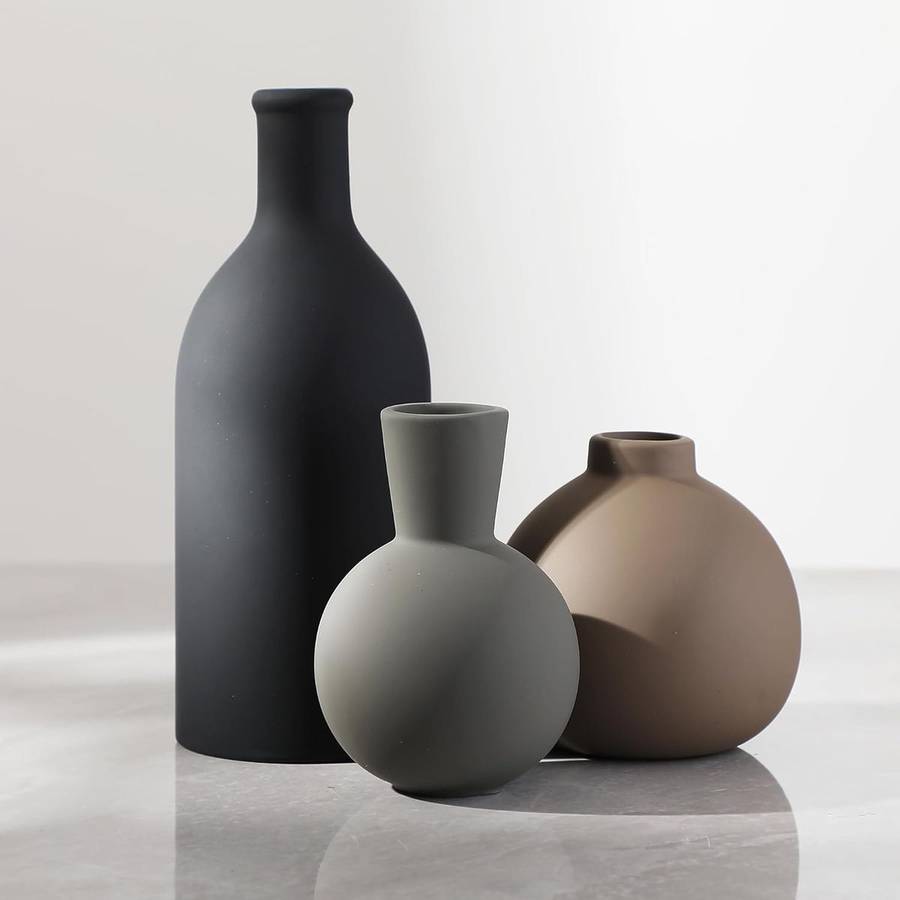 3-Piece Rustic Vase Set Decorative Ceramic Vases for Pampas Dried Flowers