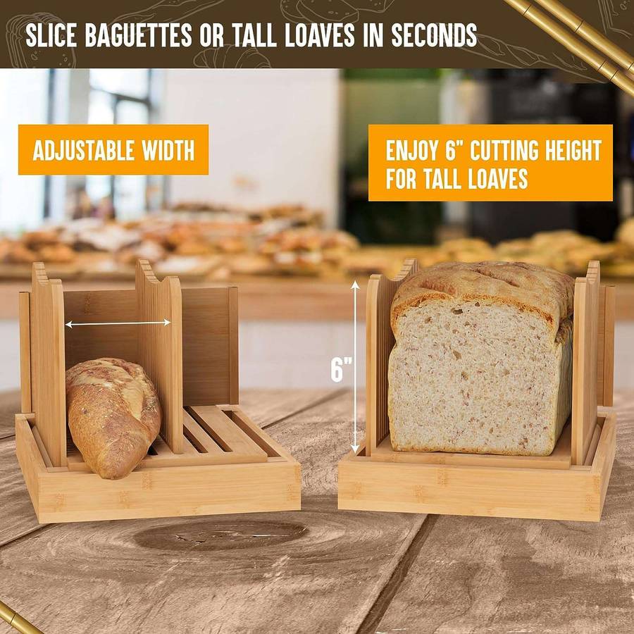 Bamboo Bread Slicer Set With Knife -Foldable