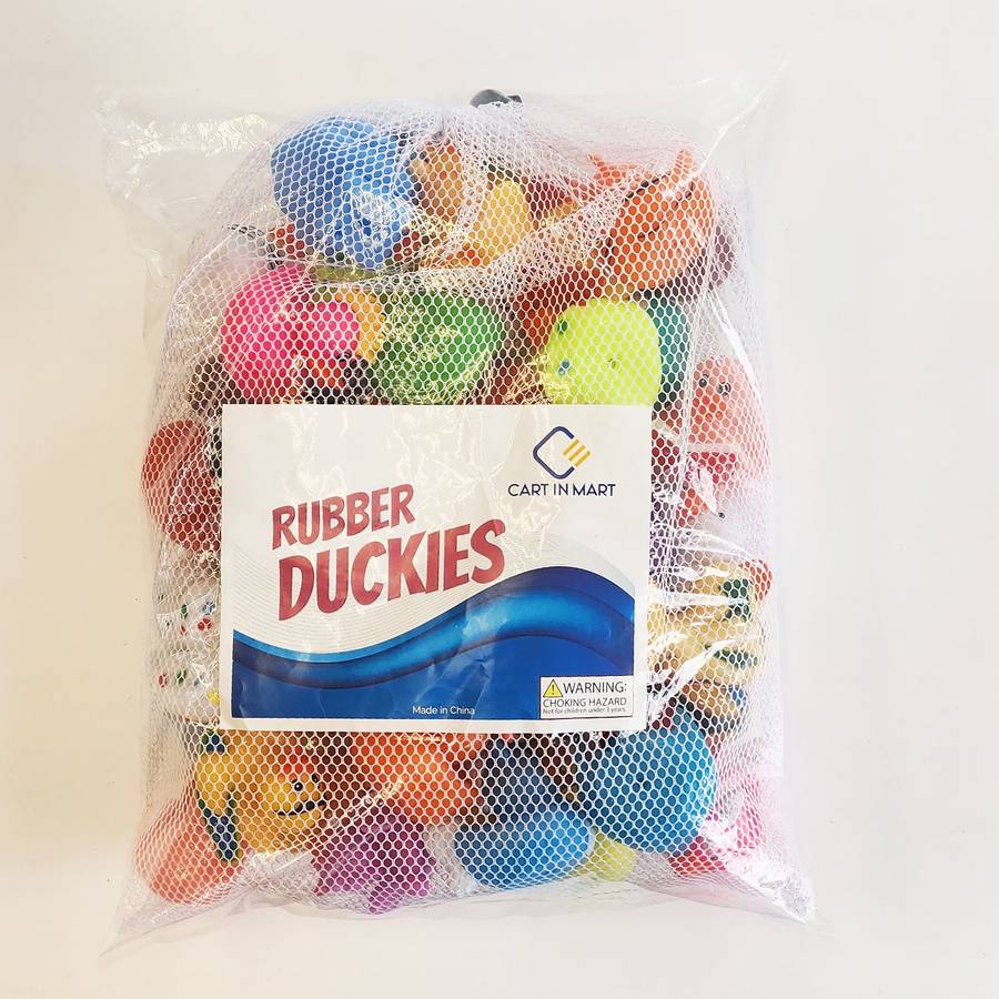 50 Pack Baby Bath Mini Duck Rubber Duckie Bathtub Toys With Mesh Bag