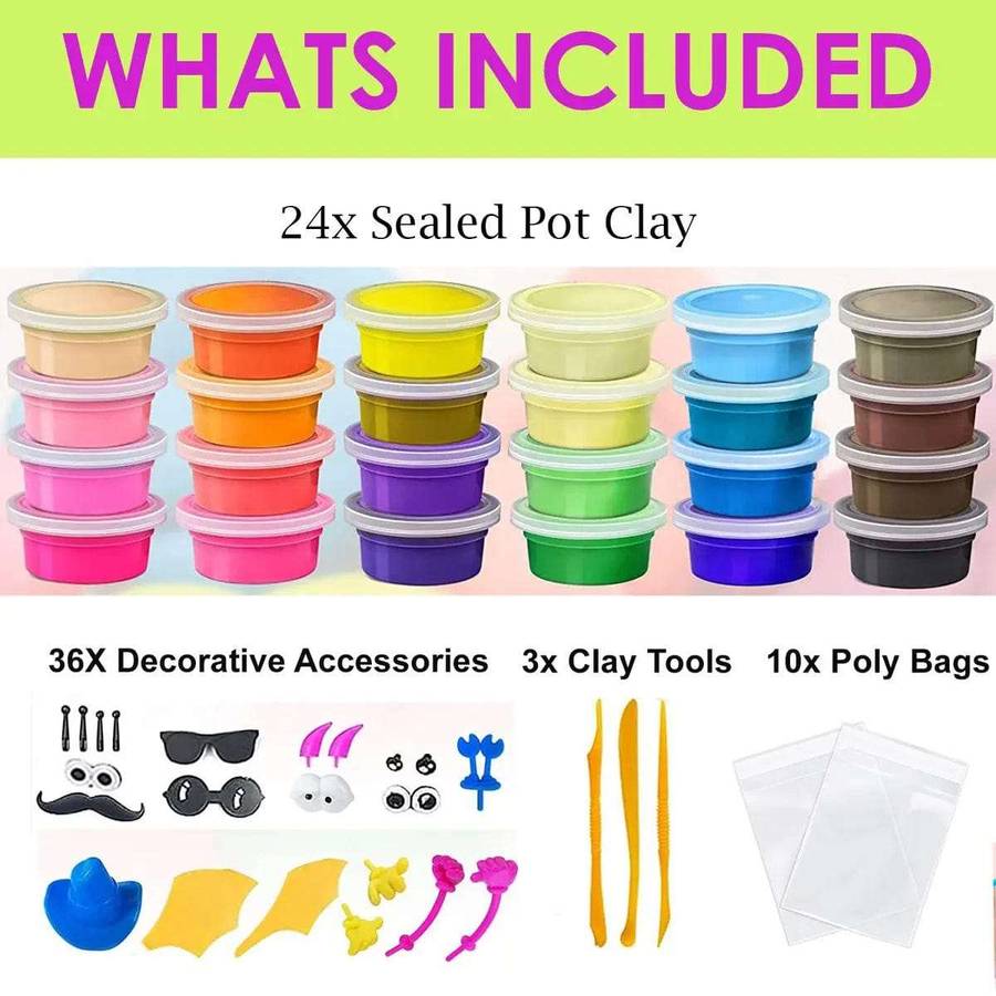 24 Colors Air Dry Modelling Clay Kit