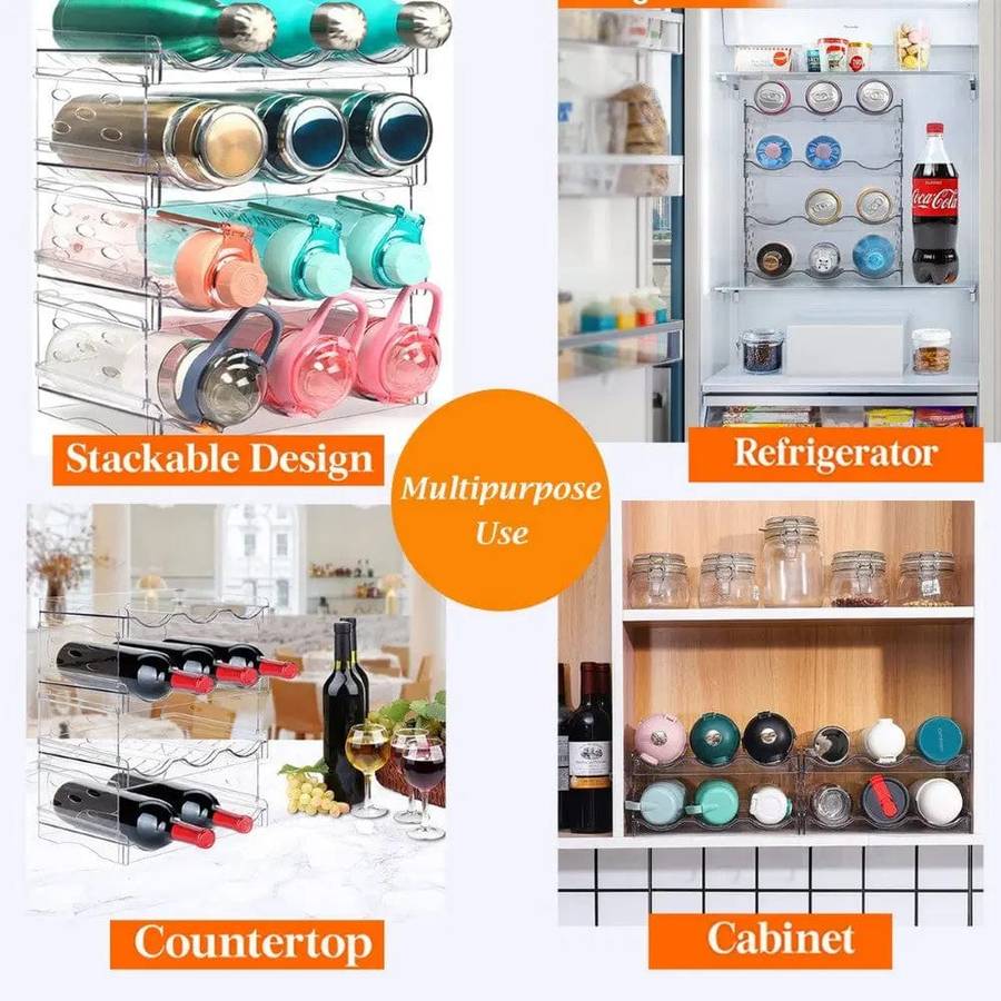2 Pack Water Bottle Organizer Holder & Cleaner Brush