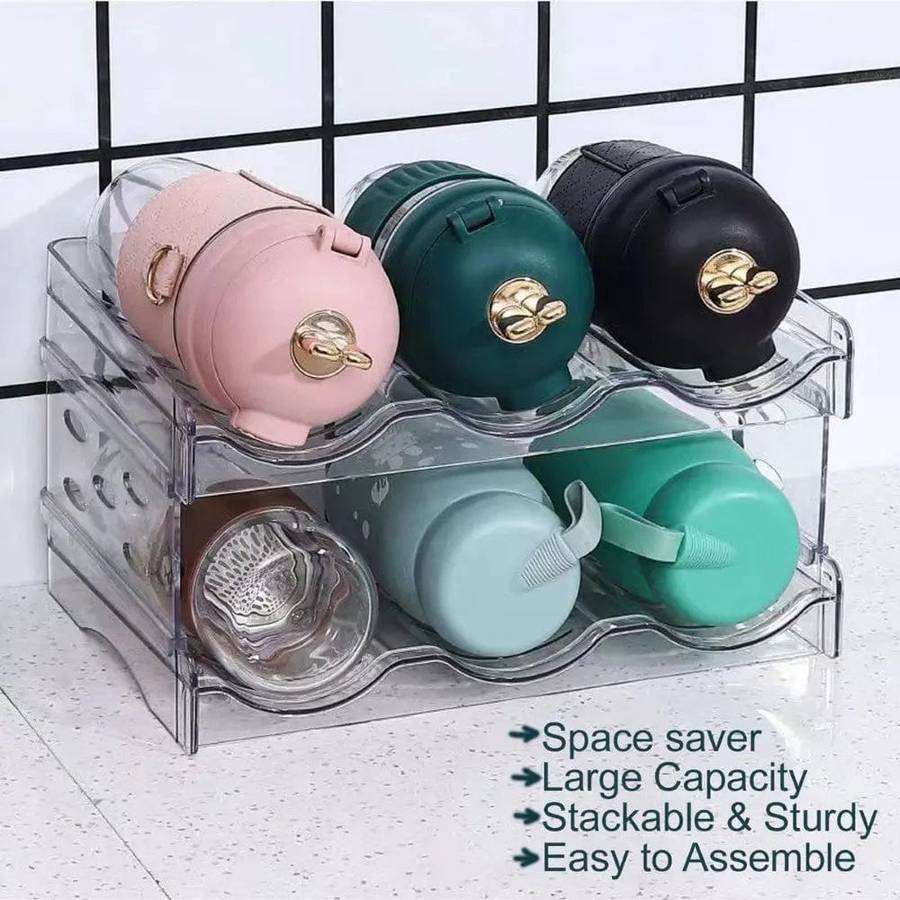 2 Pack Water Bottle Organizer Holder & Cleaner Brush