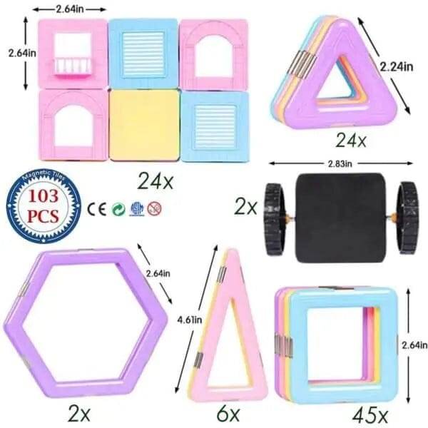 103 Piece Strong Magnetic Building Block Tiles