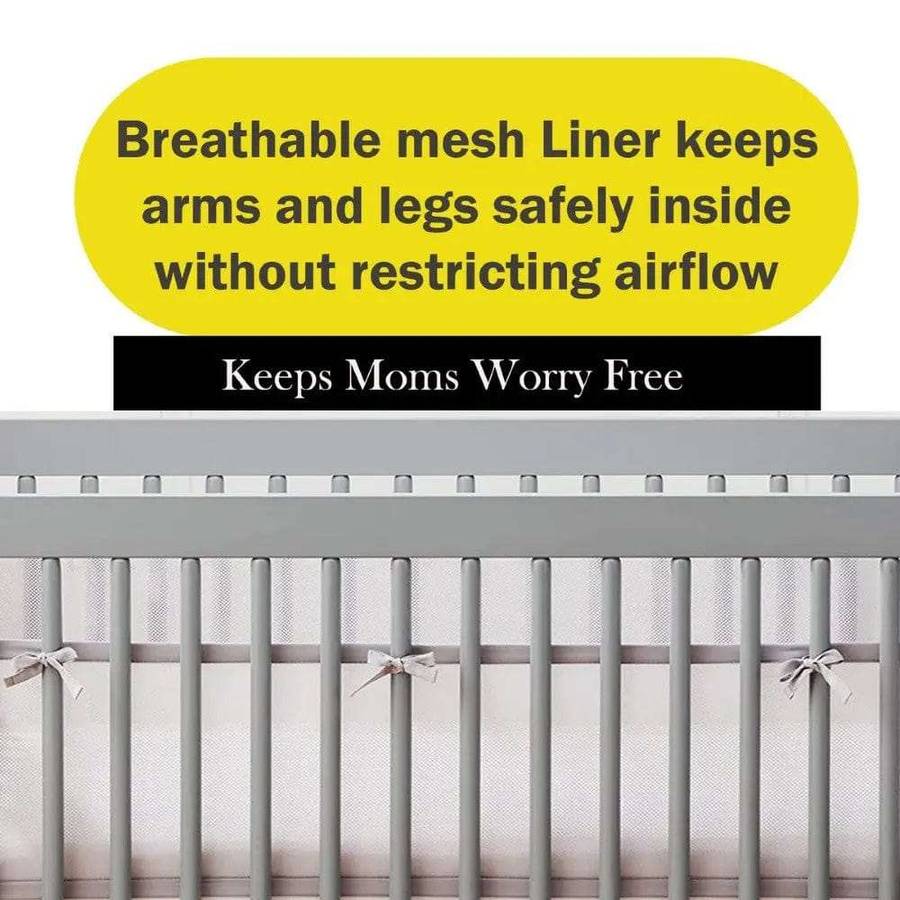 4 Sided Cot Bumper Mesh Baby Crib Liner- Breathable (Only Liners,No Cot Included)