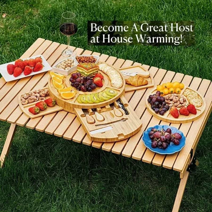 Cheese Board and Knife Set With Fruit Tray- Round
