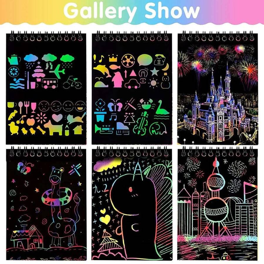 17 Pack Rainbow Scratch Art Paper Books Set