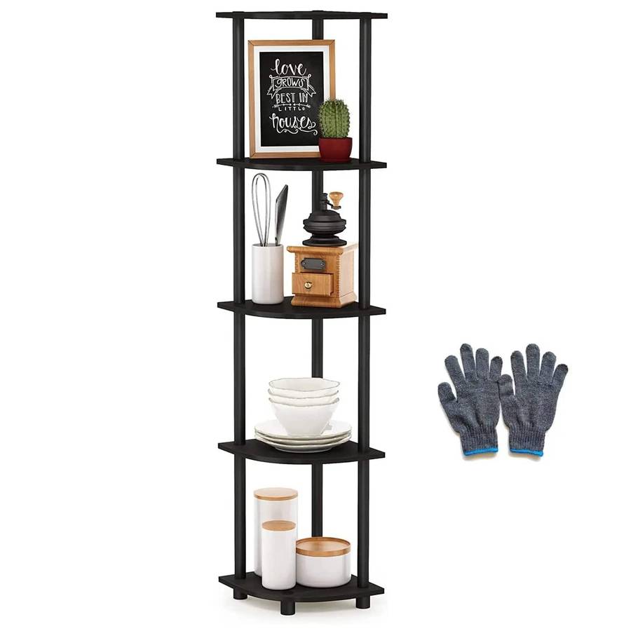 5 Tier Corner Shelf Display Stand - Espresso Black