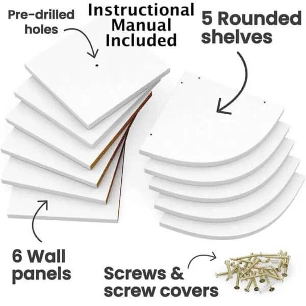 5 Tier Floating Corner Shelves For Indoor - White