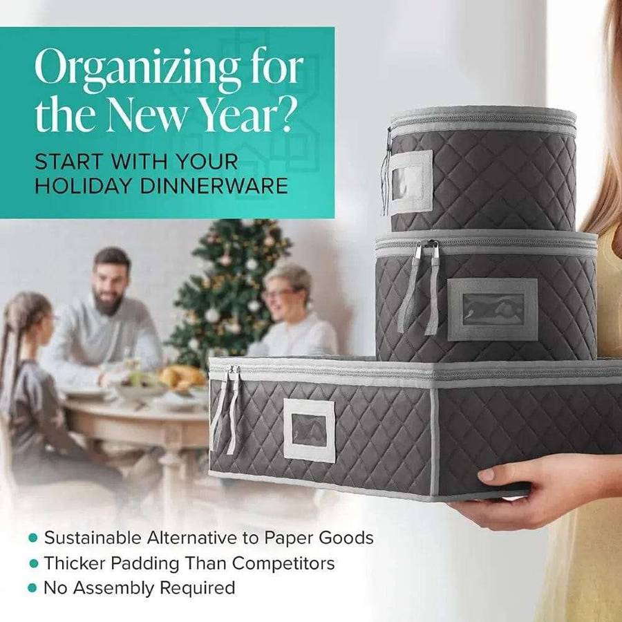 5 Pack Dinnerware Quilted Storage Boxes-For Moving Dishes Mugs Plates