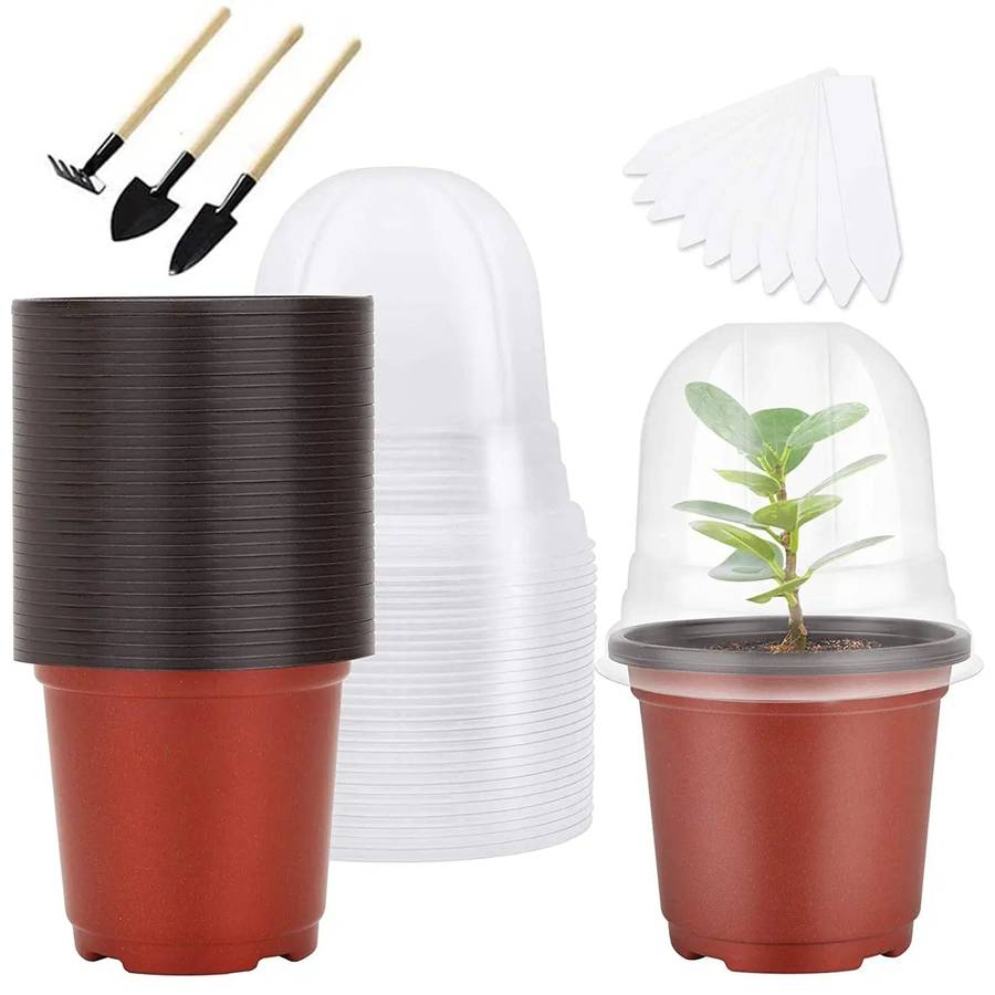 30-Pack Plant Nursery Pots | Humidity Dome & Planter Labels |
