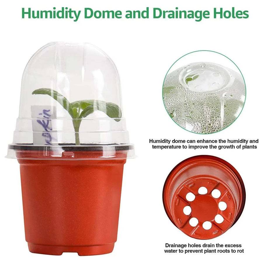 30-Pack Plant Nursery Pots | Humidity Dome & Planter Labels |