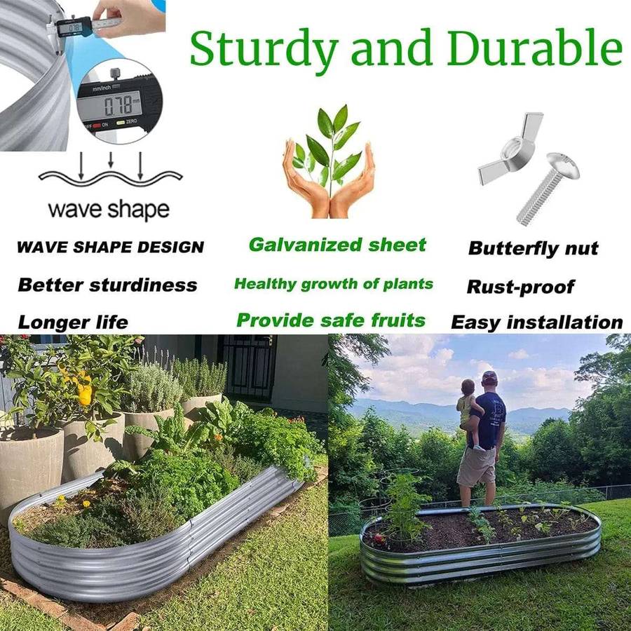 Galvanised Metal Raised Bed Vegetable Planter Box- Large