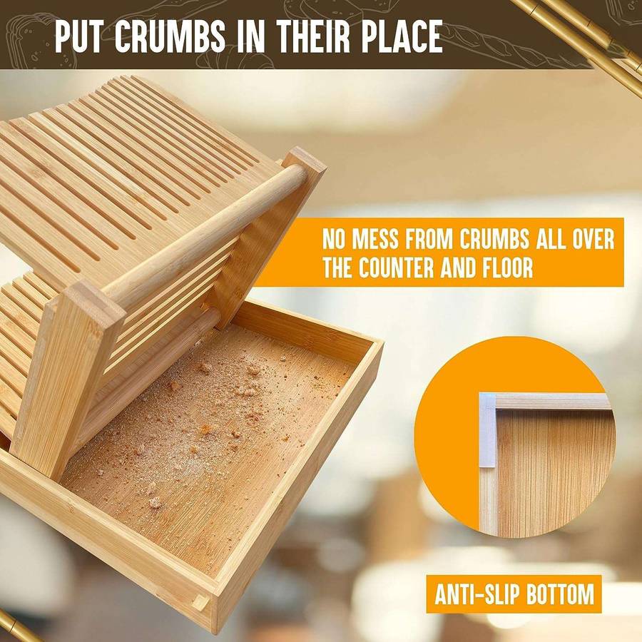 Bamboo Bread Slicer Set With Knife -Foldable