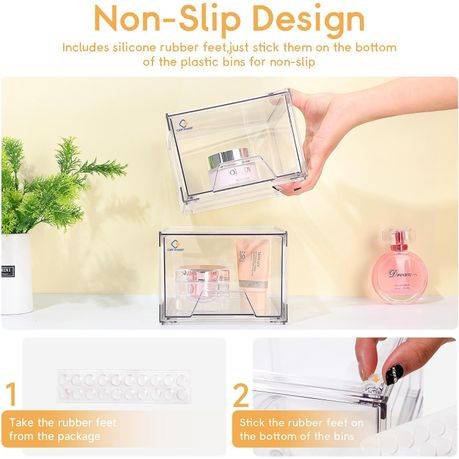 Clear Acrylic Storage Drawer Bins Stackable Multipurpose Organizers-4 Pack