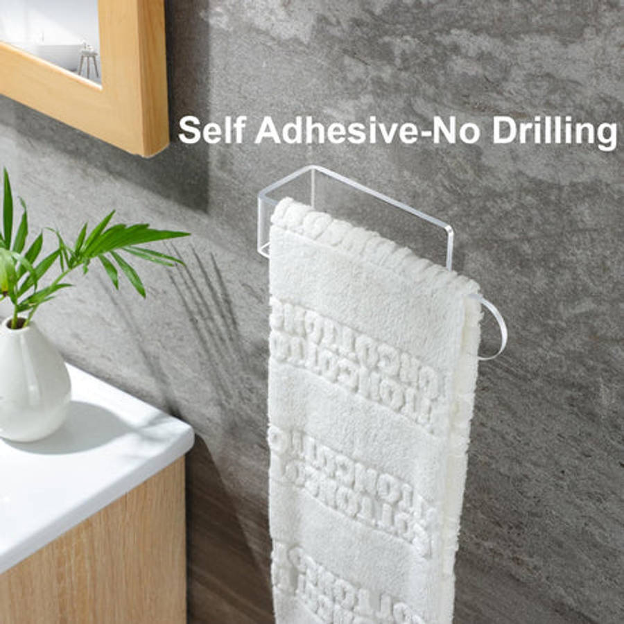 Clear Acrylic Hand Towel Holder For Bathroom Kitchen Wall Self Adhesive