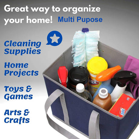 3 Pack Reusable Grocery Bags Large Tote Folding Shopping Bag-Navy Blue