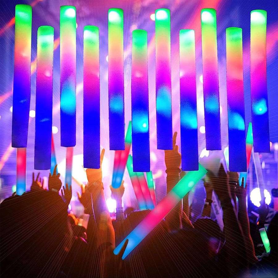 10 Pieces LED Glow In The Dark Foam Sticks Bulk Neon Party Supplies