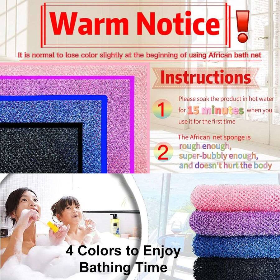 African Net Exfoliating Bath Sponges - Set of 4