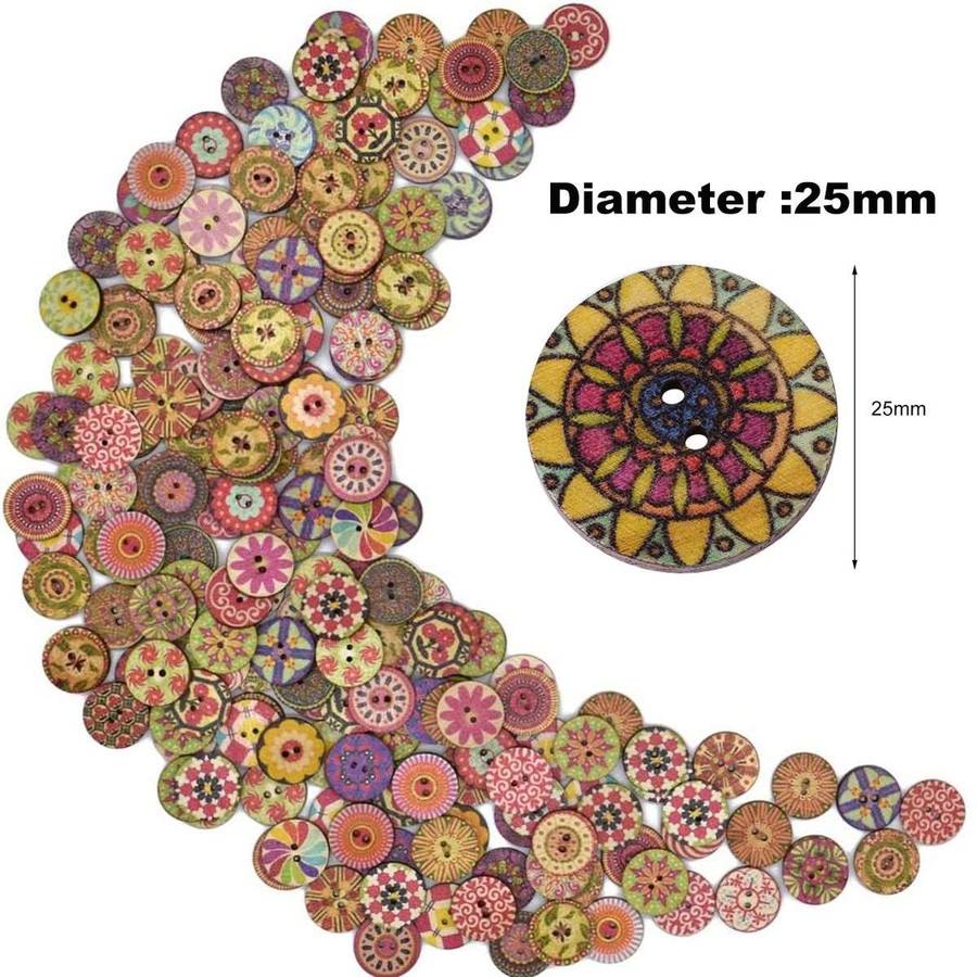 200 Pack Wooden Sewing Buttons Coconut Shell & Measuring Tape