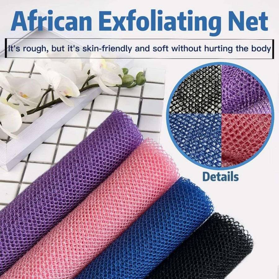 African Net Exfoliating Bath Sponges - Set of 4