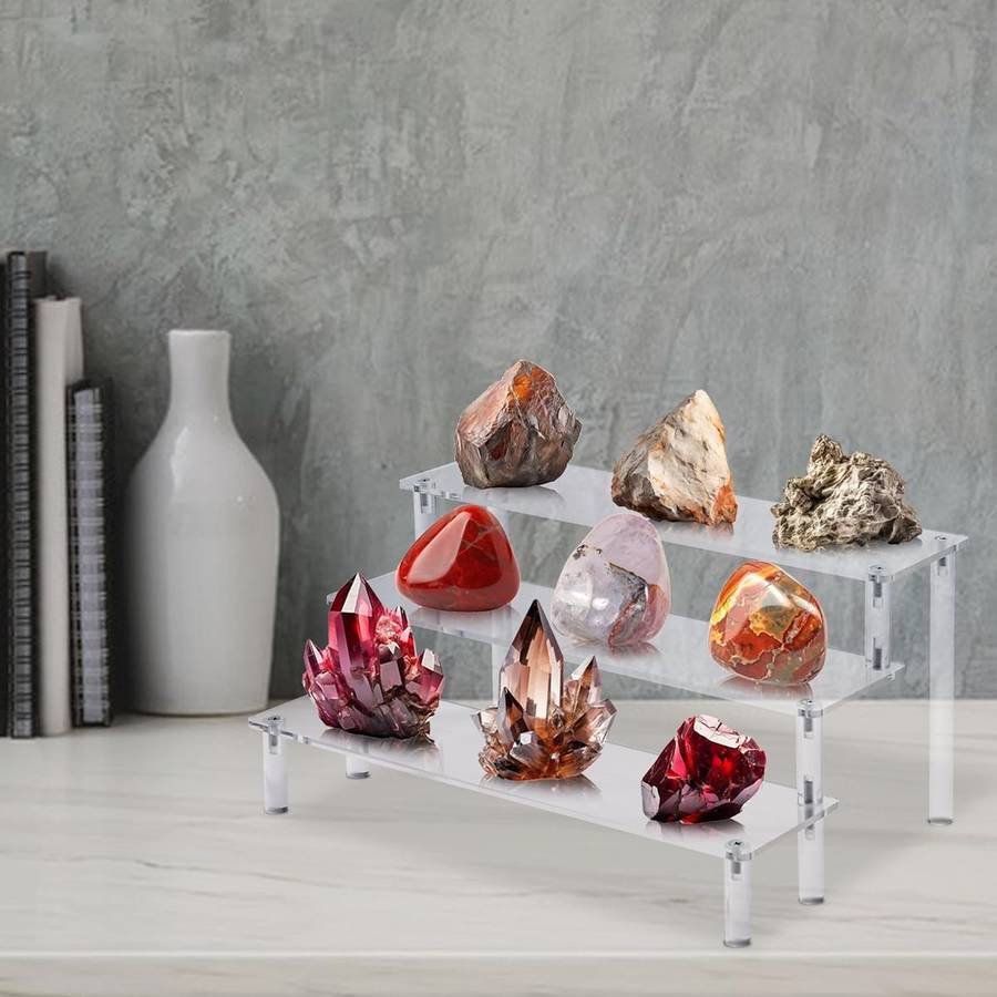 3 Tier Clear Acrylic Display Riser Stands Perfume Organiser Cupcake Stand