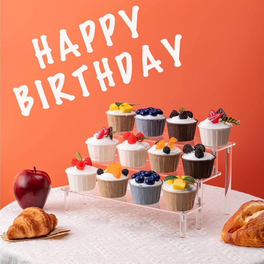 3 Tier Clear Acrylic Display Riser Stands Perfume Organiser Cupcake Stand