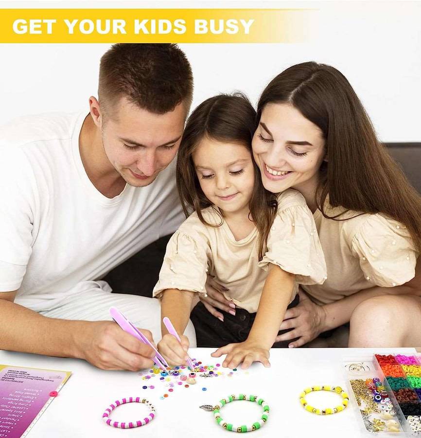 5000Pcs Flat Polymer Beads Jewlery Making Friendship Bracelet Making Kit