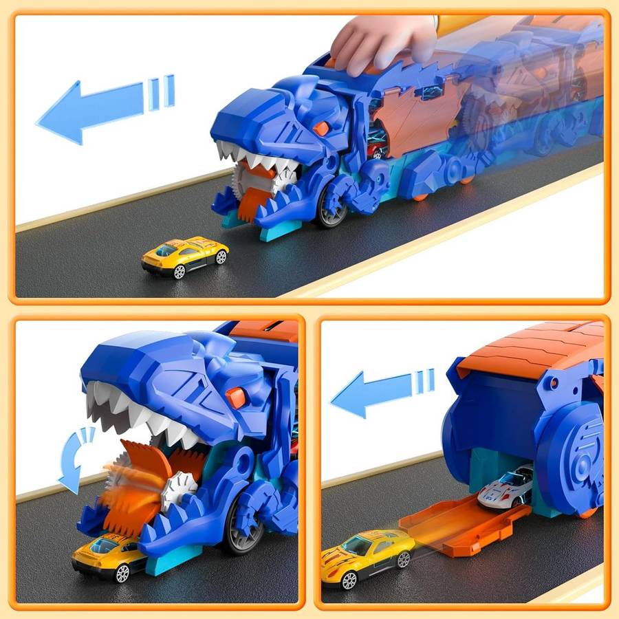 Dinosaur Transporter Truck With 10 Die-Cast Cars Toddler Toys For Kids