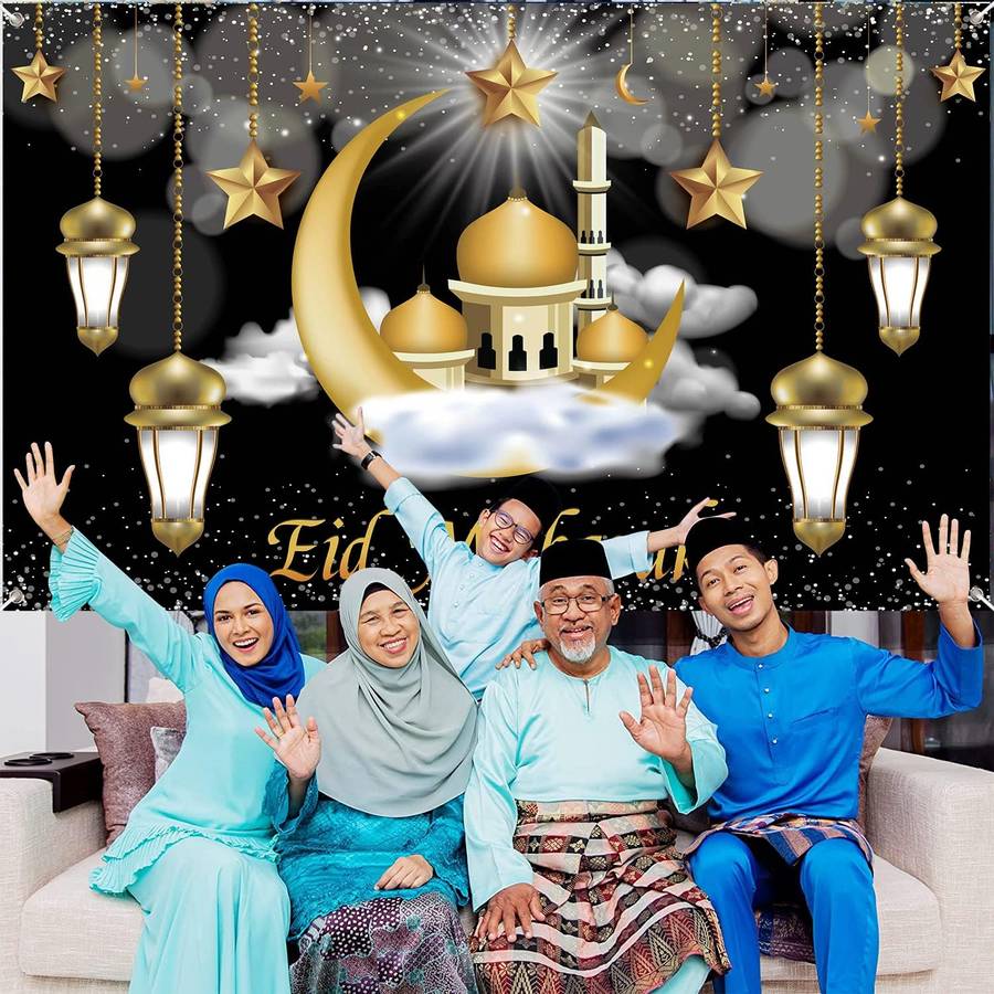 Islamic Eid Mubarak Decoration Backdrop Wall Banner Background Décor - Large