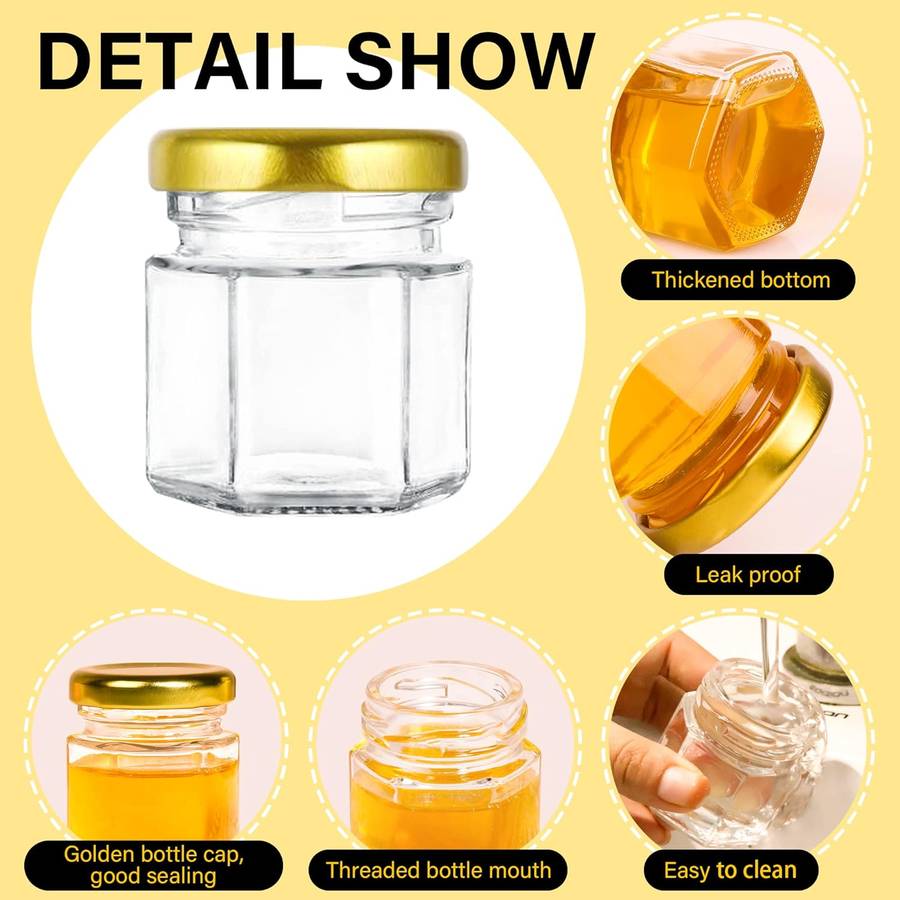 20 Pack Mini Honey Jars Pots With Dipper, Bee Pendant, Jute Party Gift Favor