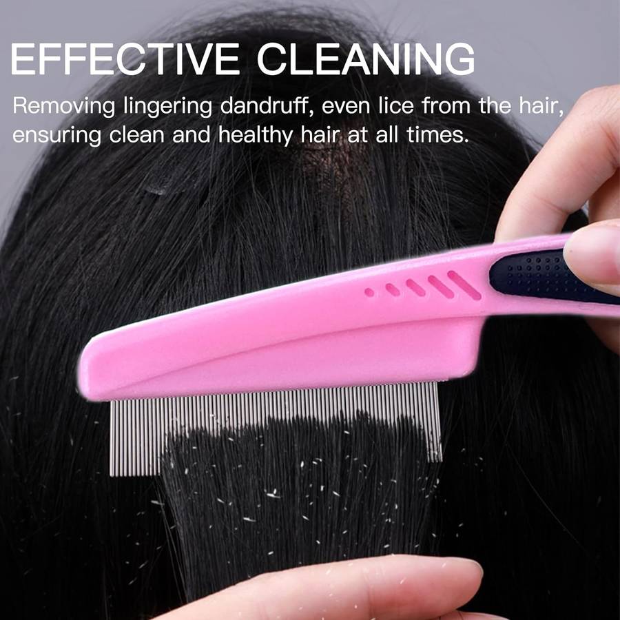 2 Pack Dandruff Comb Stainless Steel Fine Tooth Professional Lice Remover