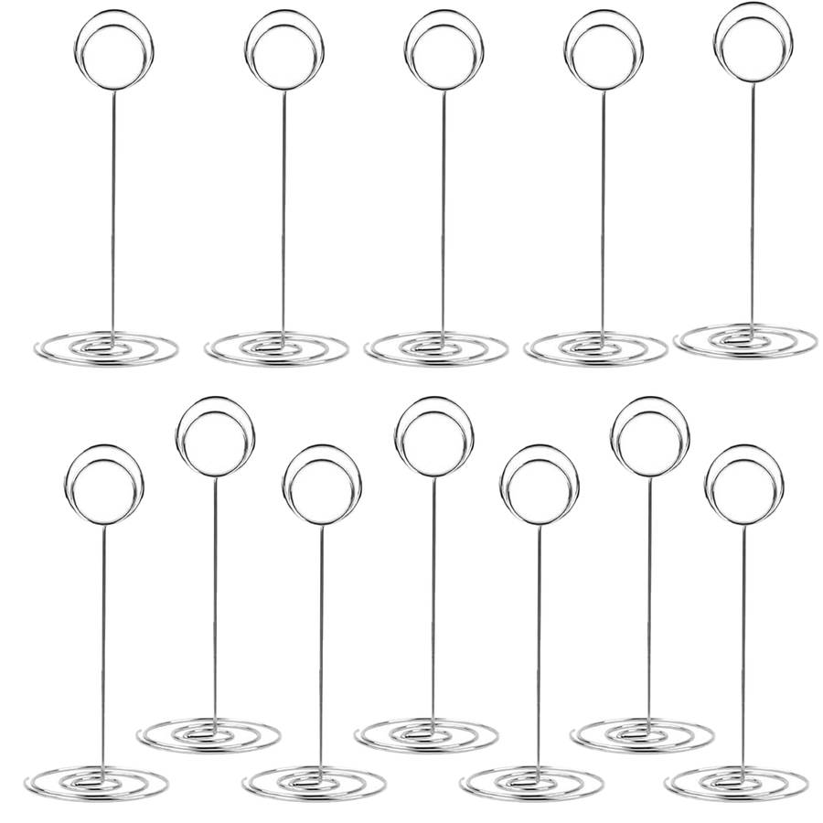 12 Pack Table Number Holders 22cm Tall Place Card Photo Menu Stand-Silver