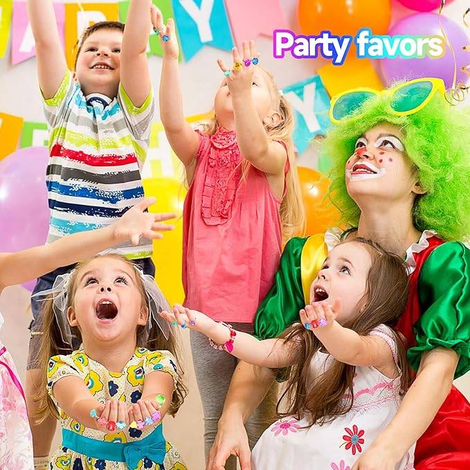 158 Piece Acrylic Gem Rings For Girls & Boys Kids Dress Up Party Favor Toys