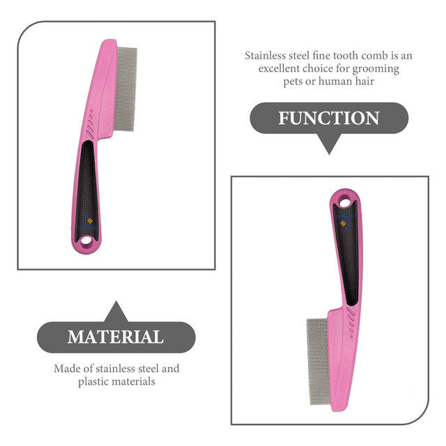 2 Pack Dandruff Comb Stainless Steel Fine Tooth Professional Lice Remover