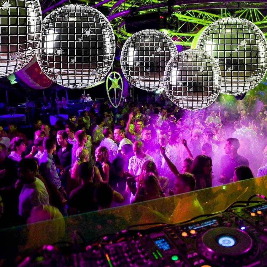12 Pack Disco Ball Balloons 4 Size 4D Sphere Foil Party Decoration Supply
