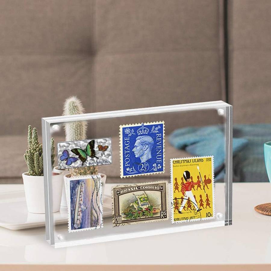 2 Pack Magnetic Clear Acrylic Picture Frames 4x6" Dual Side Photo Frame