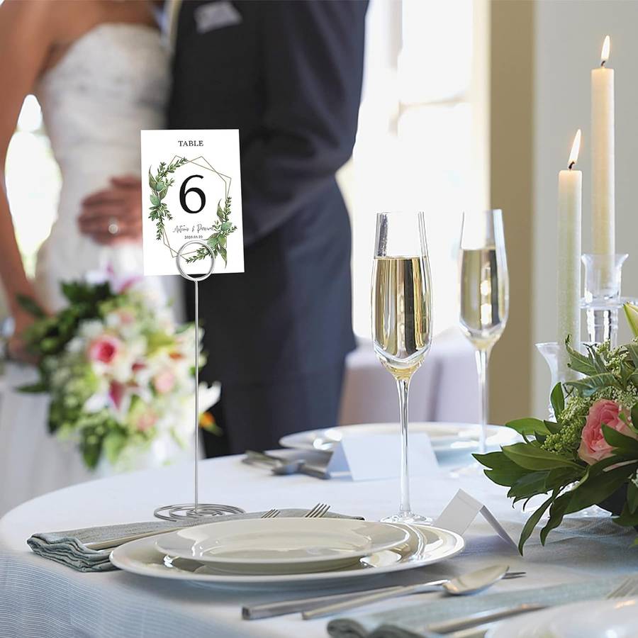 12 Pack Table Number Holders 22cm Tall Place Card Photo Menu Stand-Silver