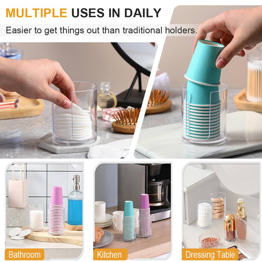 2 Pack Clear Acrylic Bathroom Cup Holder Mouthwash Paper Cups Dispenser