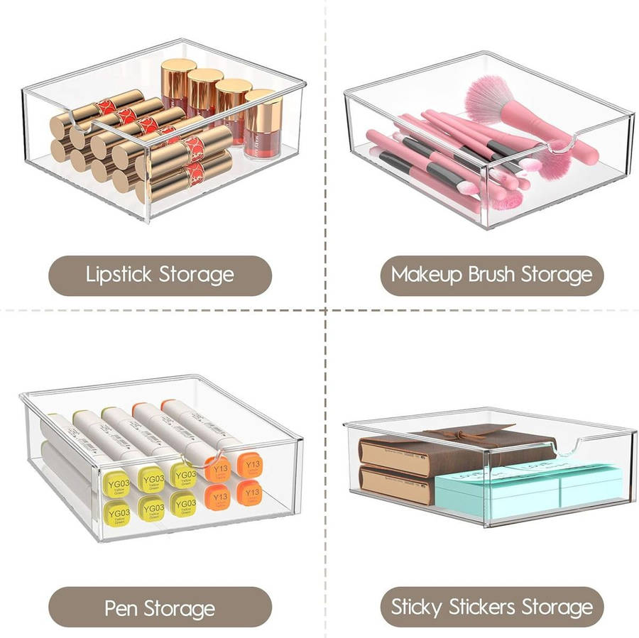 20 Drawer - 4 Sets Clear Makeup Organizers Multipurpose Stackable Storage