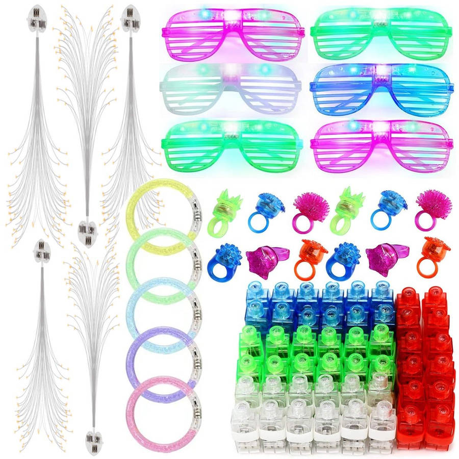 78 Piece Glow In The Dark LED Light Up Toy Bulk Party Favors For Adult Kids