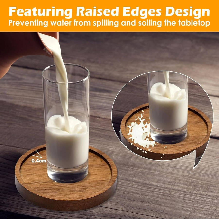 6 Pack Wooden Drink Coasters With Holder For Cups Barware Coffee Cups Mugs