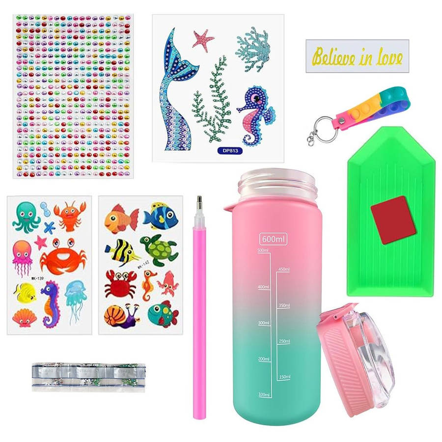 Decorate Your Own Water Bottle Kits For Girls, Mermaid Painting Crafts DIY