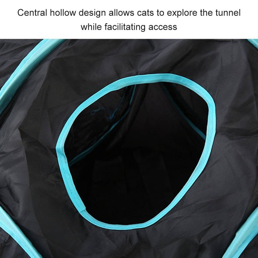 Indoor Cat Tunnel 4 Way Pet Play Tunnel Collapsible Tunnel Tube Kitty Tunnel Peek Hole Toy Pe