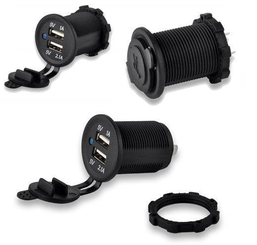 Dual USB power socket - ROUND