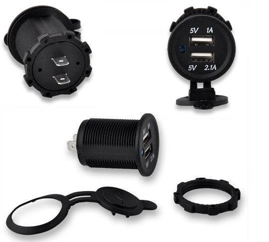 Dual USB power socket - ROUND